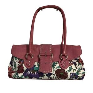 Helen Welsh vintage Canvas Floral /Pink Leather Multicolored shoulder bag